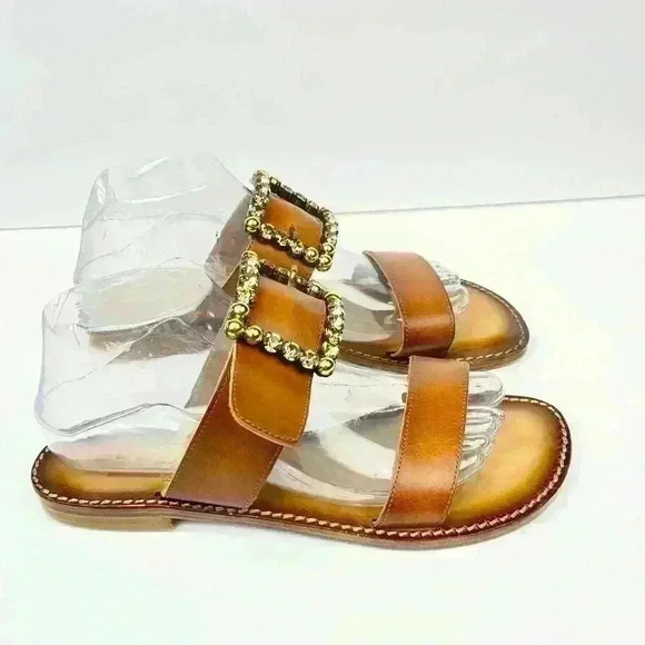 Emanuele Crasto Cuoio (brown) Leather Slides Size 9 Euro 39 - Picture 10 of 10